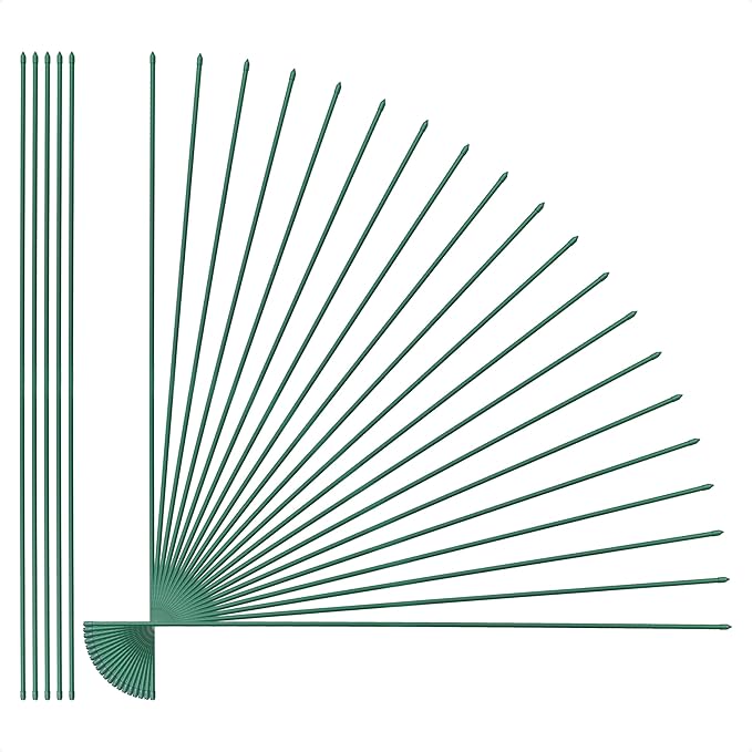 Fencer Wire 25 Pack of 6ft / 72 Inch Durable Metal Plant Supports Garden Stakes, Plant Stakes, Garden Poles for Outdoor & Indoor, Plant Support and Sticks for Tomato, Potted Plants, Beans, Cucumbers