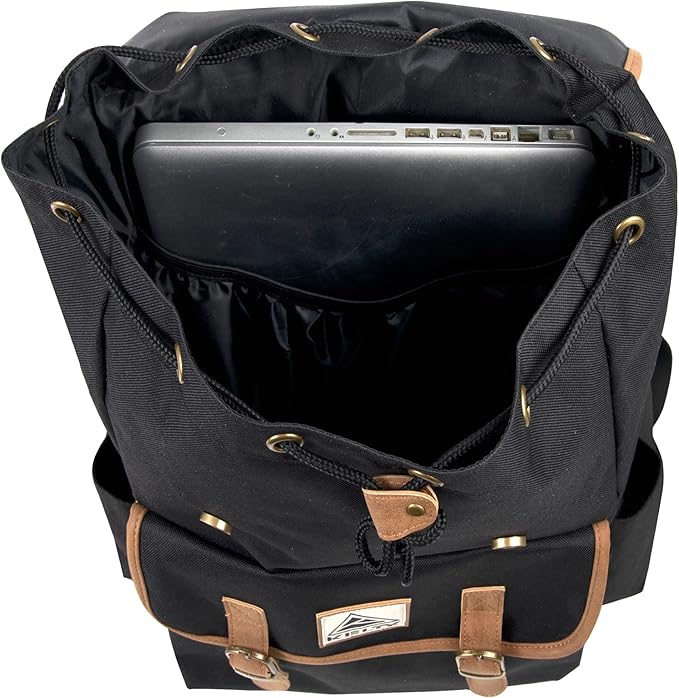 Kelty 18 Inch Laptop Travel Backpack, Drawstring Anti-Theft Backpack with Laptop Compartment, Side Pockets for Men, Women (Black Travel Rucksack)