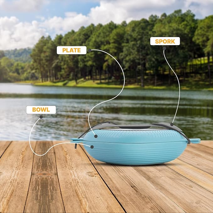 UCO 4-Piece Camping Mess Kit with Bowl, Plate and 3-in-1 Spork Utensil Set