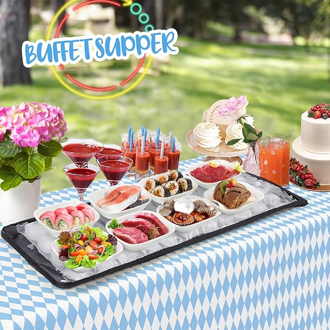 2 Pcs Reusable Cooling Sheet for Keeping Food Fresh Outside Party - Flexible Ice Packs Blankets Keep Meat Cold, Replacement Freezer Mat Chiller for Camping Coolers