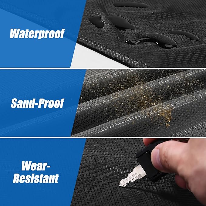 Odoland Beach Blanket Picnic Blanket, 43" x 63" SandProof Waterproof Outdoor Pocket Blanket with Portable Bag, Foldable Lightweight Sand Free Quick Drying Beach Mat for Hiking Camping Travel, Black