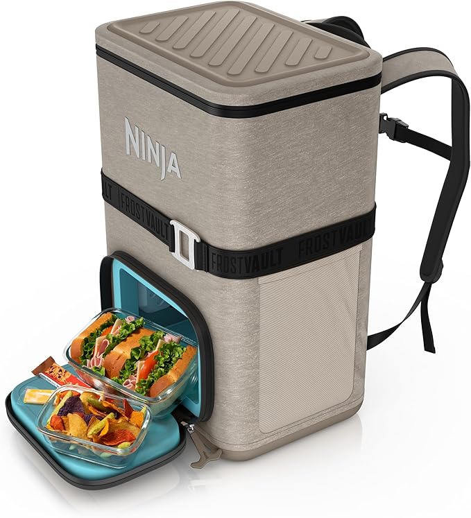 Ninja FrostVault Go Can Soft Cooler, 24/36 Can, Leak Proof, Built-In Cup Holder, 2 Ice Packs & Dry Storage Drawer, Polyester Insulation, Hiking, Camping, Picnic