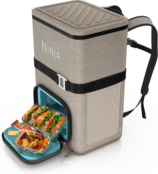 Ninja FrostVault Go Can Soft Cooler, 24/36 Can, Leak Proof, Built-In Cup Holder, 2 Ice Packs & Dry Storage Drawer, Polyester Insulation, Hiking, Camping, Picnic