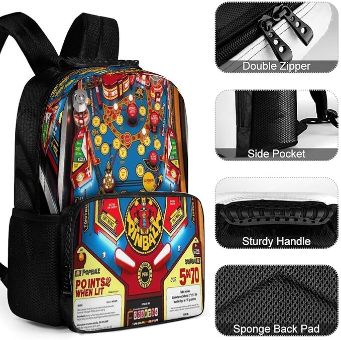 Backpack Multipurpose Anti-Theft Large Capacity Bookbag, Cartoon Pinball Orange Travel Hiking Daypack With Side Pockets