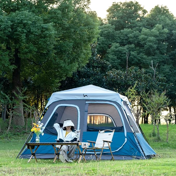 Cabin Tent 4-6 Person, Waterproof Camping Tent with Rainfly, Easy Setup Large Family Tent, Stable Frame, Portable for Outdoor Camping(330 * 270Iron Single)