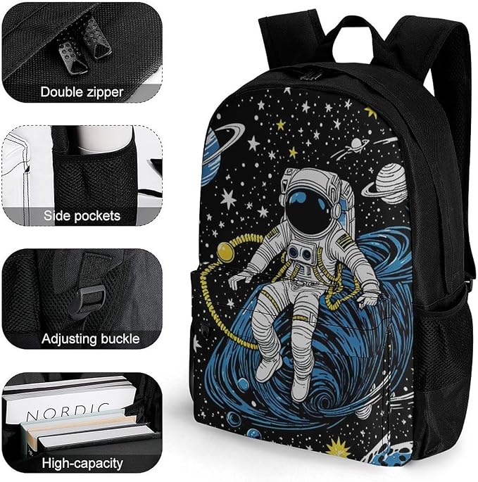 Rucksacks Lightweight Multipurpose Anti-Theft Deep Space Sea Planet Astronaut Art Shoulder Bag Big Capacity Laptop Book Bag Rucksack With Padded Straps