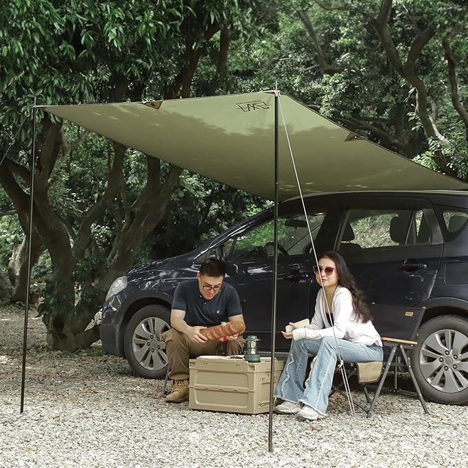 Portable Car Awning for SUV, Vehicle Awning for Camping Van Truck, Needn't Roof Rack Hardwares Waterproof UV50+ 10 x 5.6 ft