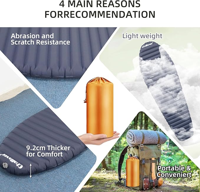 Ultralight Sleeping Pad for Camping, 74.8"x23.2" Camping Mat with Pump Sack Inflatable Sleeping Pads Compact for Camping Backpacking Hiking Traveling Tent