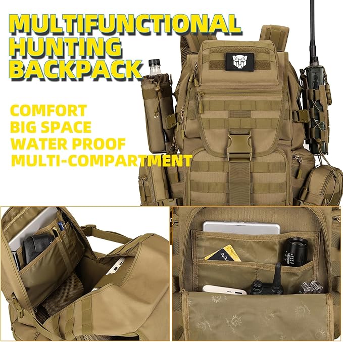 50L Military Tactical Backpack Hiking Waterproof Backpack Large Military Pack 3 Day Assault Pack Molle Bag Rucksack