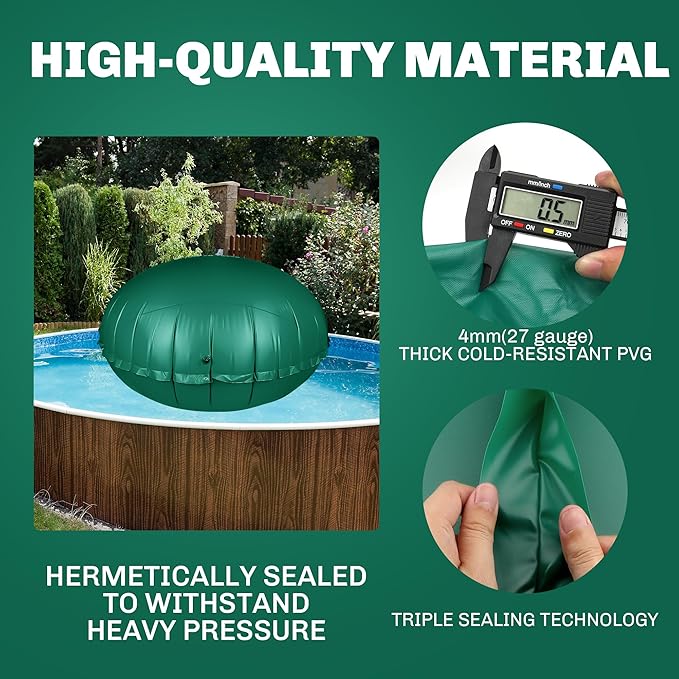 Round Pool Pillow for for Above Ground Pools, 8Ft Pool Air Pillow for Closing Winter Pool Winterizing Kit for Ground Pool, 0.5mm PVC Material, 2X 16.5Ft Rope (Green)…