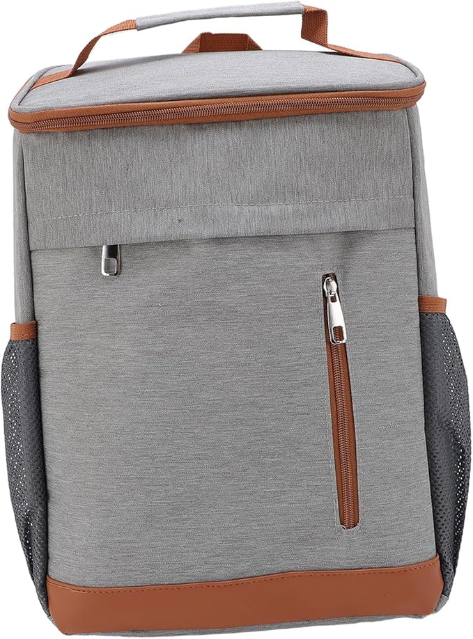 Dioche Cooler Backpack Cooler Backpack, Large Capacity, Leakproof, Multipocket Outdoor Picnic, Rainproof Design, Suitable for Beach Camping, Family Gatherings, Blue. (Gray with Orange)