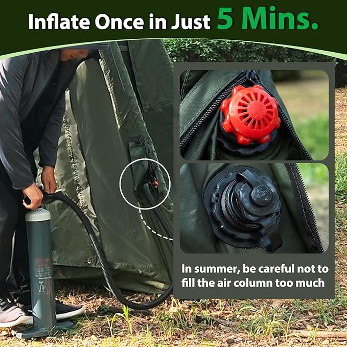 Inflatable Camping Tent with Hand Pump Waterproof Outdoor Blow up Tent 2-8 Person Oxford 4 Season Glamping Air Tent Cabin House with Mesh Windows & Door