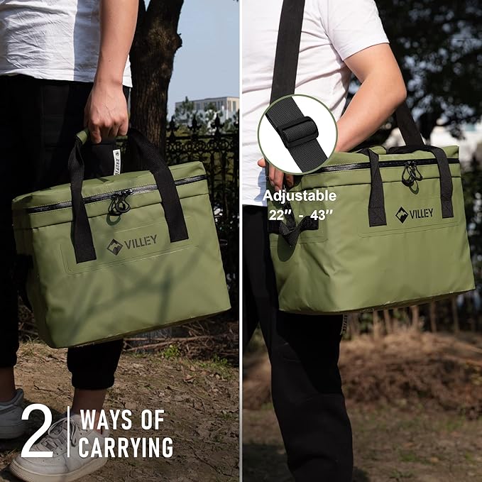 VILLEY Cooler Bag, 30 Cans Insulated Soft Cooler Bag, Large Beach Cooler with Removable Shoulder Strap, Keep Cold/Keep Fresh/Keep Warm, Portable Soft Sided Cooler for Camping Trip Picnic, 20L