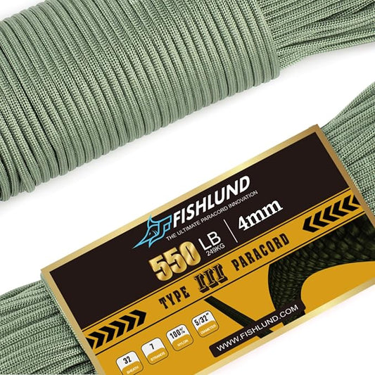Paracord 550 lb, 7 Strand Paracord Rope 100ft 4mm, Nylon Parachute Cord for Camping, Olive Green