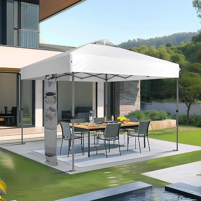 Sophia & William Canopy Tent Pop Up 10x10 ft, One Person Push Set Up Tent, Outdoor Canopies Shelter Heavy Duty Straight Legs with 4 Sandbags & Guy Ropes, 1 Roller Bag & Storage Bag, 8 Stakes, UPF50+