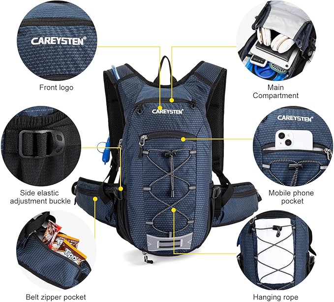 Hydration Backpack Cycling Backpack Women Running Backpack Water Backpack for Hiking Biking Backpack for Men Equipped with 2L Water Bag