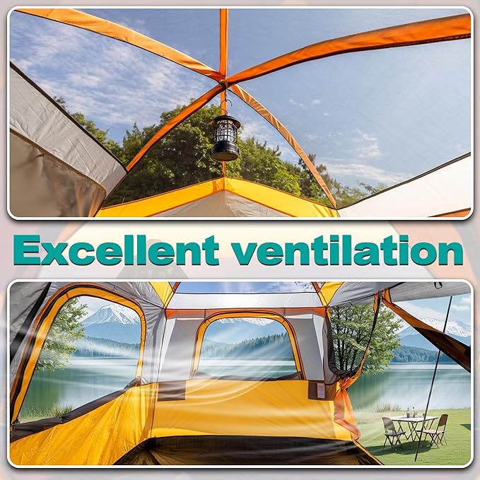 SUV Tent for Camping,Waterproof PU2000mm, Fits 5-8 People,Spacious Double Layer Design, Includes Rainfly & Storage Bag, 8FT L x 8FT W x 7.2FT H | for Camping, Waterproof PU2000mm, Spacious Double Layer Design, Includes Rainfly, Storage Bag