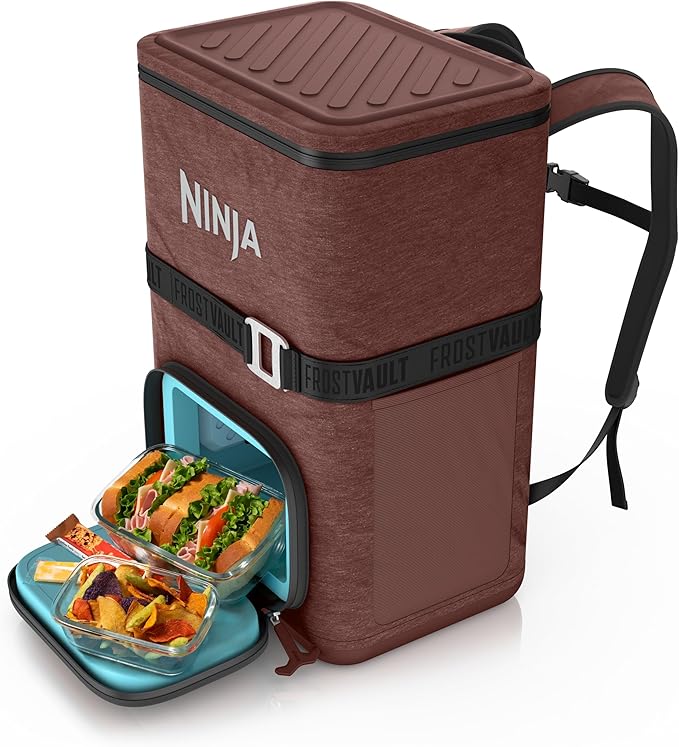 Ninja FrostVault Go Can Soft Cooler, 24/36 Can, Leak Proof, Built-In Cup Holder, 2 Ice Packs & Dry Storage Drawer, Polyester Insulation, Hiking, Camping, Picnic