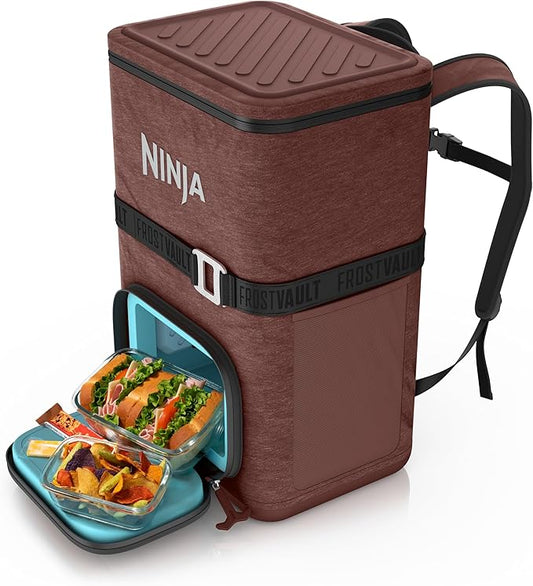 Ninja FrostVault Go Can Soft Cooler, 24/36 Can, Leak Proof, Built-In Cup Holder, 2 Ice Packs & Dry Storage Drawer, Polyester Insulation, Hiking, Camping, Picnic