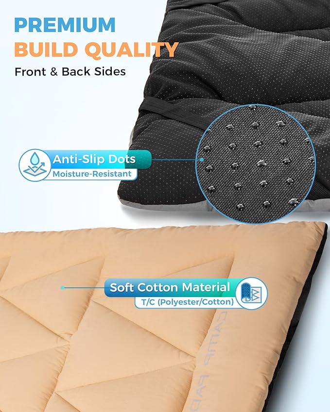 KingCamp Cot Mattress Pad, Portable Lightweight Cot Mattress, Non-Slip Camping Mat Soft Comfortable Non-Slip Cot Pad for Camp, RV Bunk