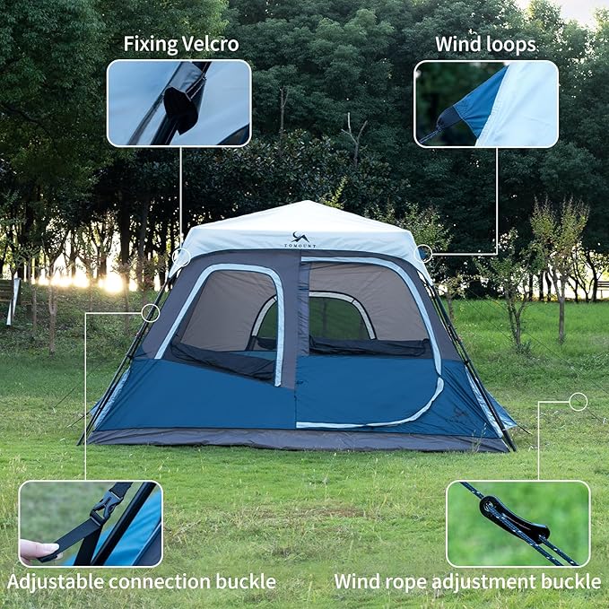 Cabin Tent 4-6 Person, Waterproof Camping Tent with Rainfly, Easy Setup Large Family Tent, Stable Frame, Portable for Outdoor Camping(330 * 270Iron Single)