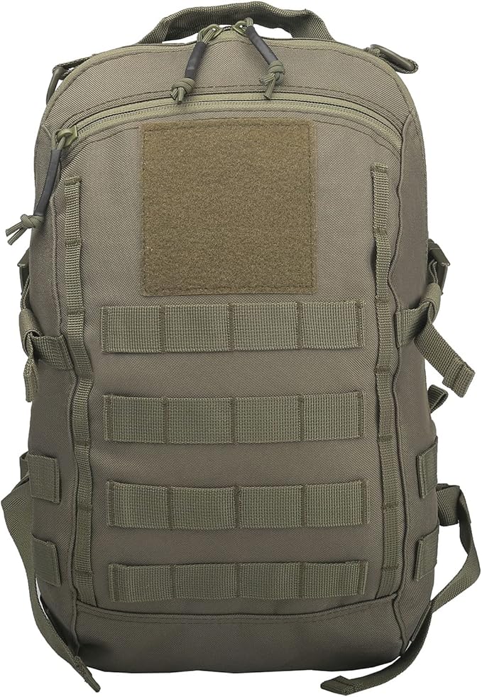 12L Small Backpack Day Pack - Mini Tactical Backpacks Military Daypack Molle Bag Rucksack Bug Out Bag for Hiking Camping Trekking (Green)