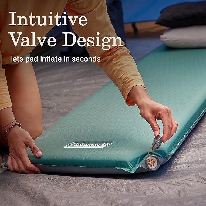 Coleman Silver Springs Self-Inflating Sleeping Pad, Comfortable Camp Pad with Insulating Foam & Durable PVC Coating, Lightweight Sleeping Mat Inflates in Minutes