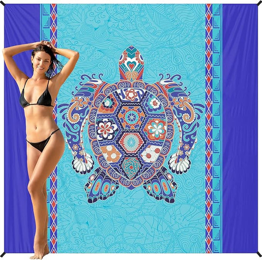 BYDOLL Beach Blanket Waterproof Sandproof Large 78''×81''/10'×9' Sand Free Oversized Sandless Picnic Mat Water Proof Packable Lightweight Blanket for Beach Camping Hiking Travel