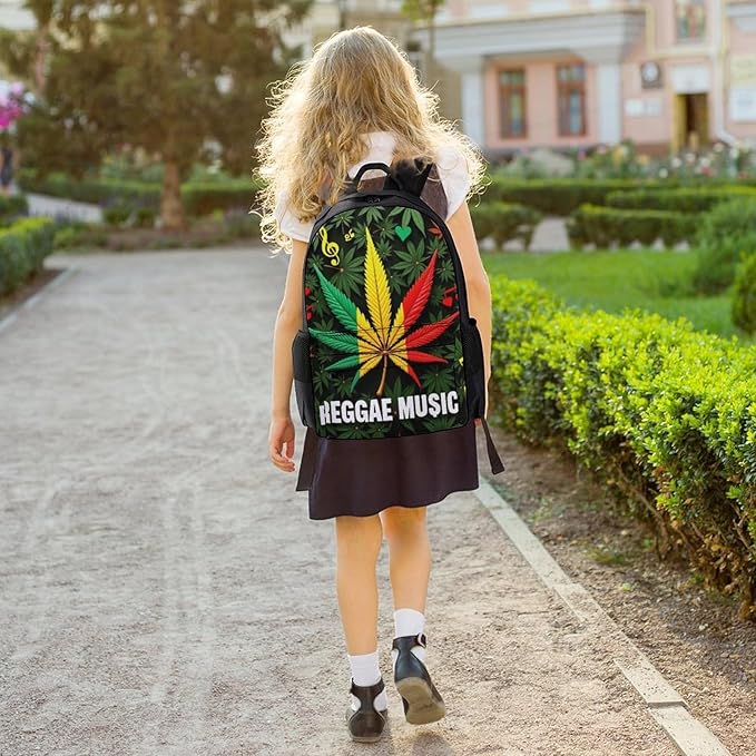 Lightweight Rucksacks for Climbing Outdoors Walking Cycling, Large Capacity Anti-Theft Multipurpose Carry On Bag, Rasta Flag Weedleaf Leaf Leaves Reggae Music Camping Outdoor Backpack