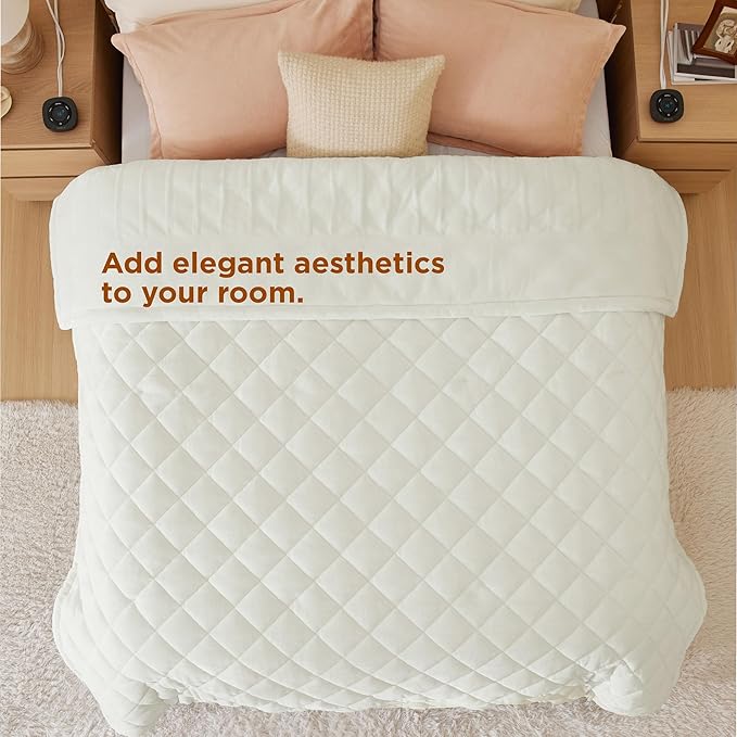 Bedsure Electric Blanket Queen Size - Dual Control Heated Weighted Blanket Queen with 10 Heat Settings, Fast Heating with 10 Time Settings (84x90 inches, Ivory)