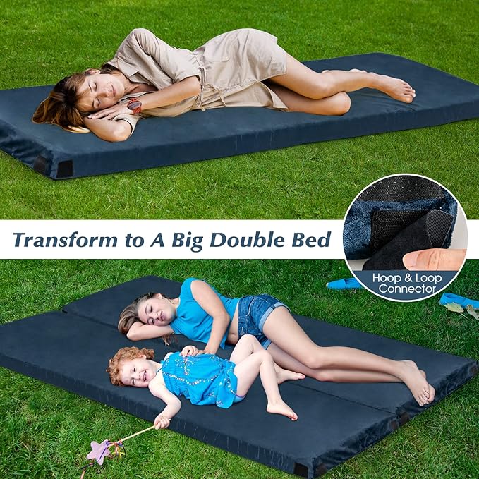 S AFSTAR Memory Foam Camping Mattress, Roll Up Travel Mattress w/Carry Bag, Removable Cover, Plush Surface, Anti-Slip Bottom, 72” Portable Foldable Floor Mat for Camping Car Travel