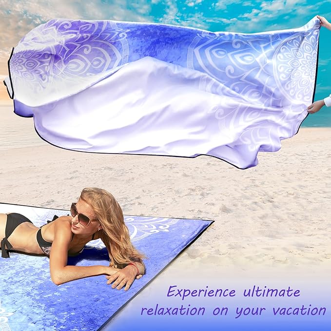 Beach Blanket Waterproof Sandproof Extra Large Beach Mat 79" X 83"/120"x108"for 1-8 Adults Quick Drying Durable Outdoor Picnic Mat for Beach Travel Camping Hiking