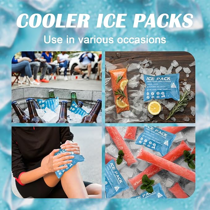 Ice Packs for Coolers Shipping Lunch Box Cold Cooler Bag Long Lasting Reusable Ice Pack Gel Freezer Packs for Camping