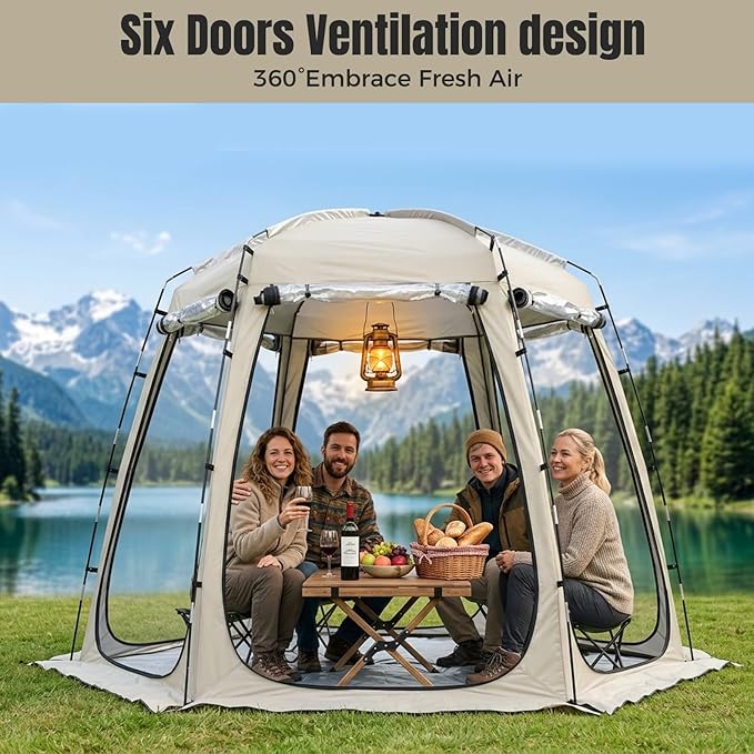 Teabelle Pop up Bubble Tent, 4-6 Person Gazebo Screen House Room, Waterproof Outdoor Tent with Floor Mat & Top Cover, Garden Dome Igloo Camping Shelter for Patio, Backyard