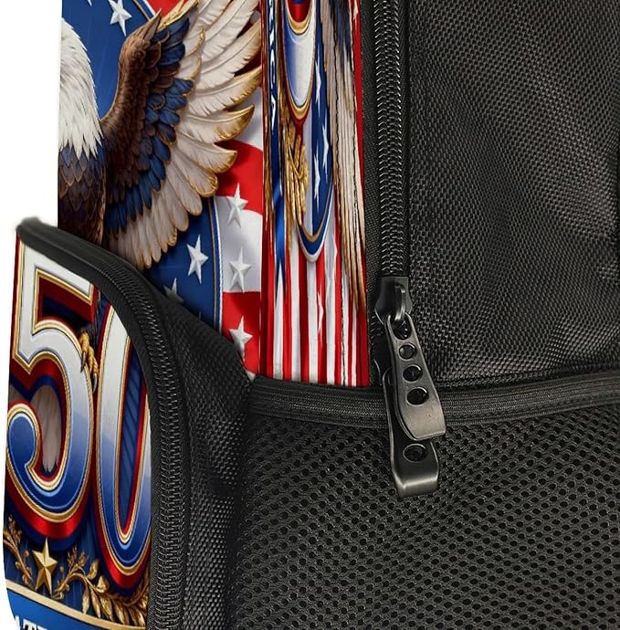 Backpack Anti-Theft Multipurpose Large Capacity Carry On Bag, USA 250th Anniversary Patriotic Independence Celebration Art Camping Outdoor Backpack With Side Pockets