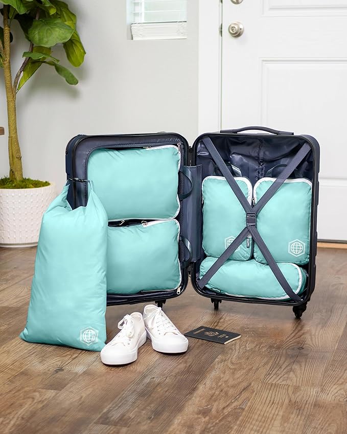 Compression Packing Cubes Set for Carryon Suitcases- Lightweight, Durable Clothes Organizer
