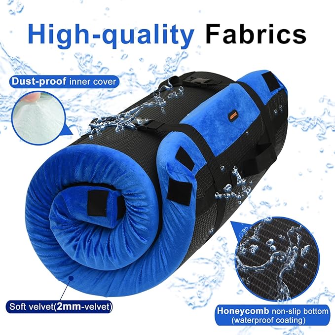Single Memory Foam Camping Mattress pad, Thick Sleeping Mat for Adults with Waterproof and Non-Slip Bottom, Portable Roll Up Mattress for Sleepover Guest,Cot Pad for Car Camping