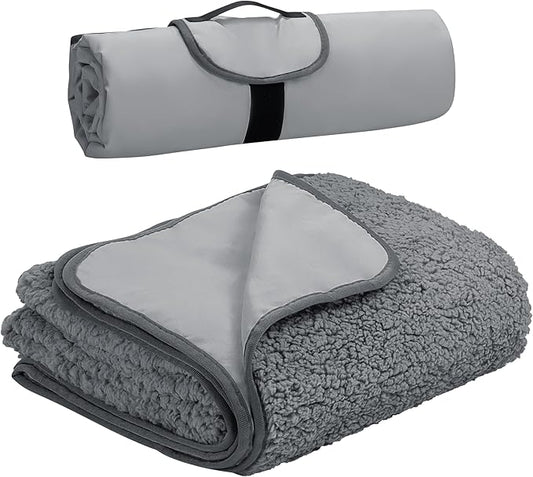 Tirrinia Large Waterproof Outdoor Blanket, Soft Warm Windproof Stadium Blanket with Sherpa Fleece and Foldable for Outdoor Sport, Baseball, Football, Beach, Concerts, Car