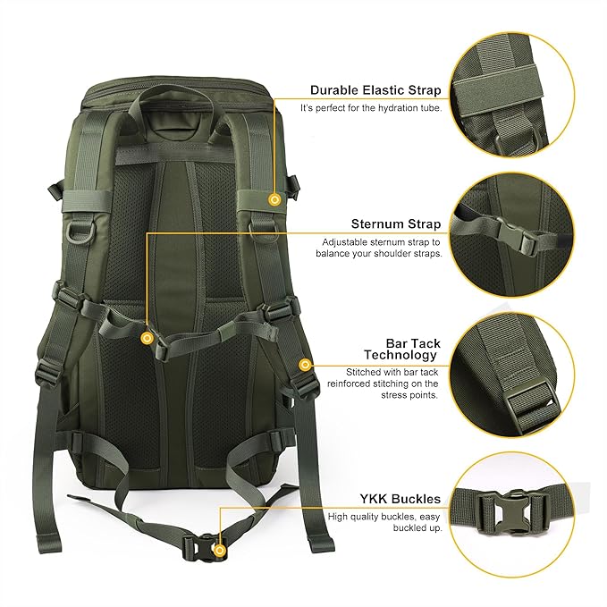 Mardingtop Tactical Backpacks Molle Hiking daypacks for Motorcycle Camping Hiking Military Traveling,25L Backpack