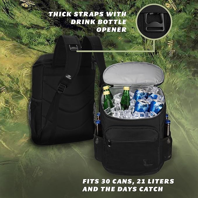 Mossy Oak MLF Fishing Cooler Backpack - Major League Insulated Leak Proof Beverage Coolers Bag