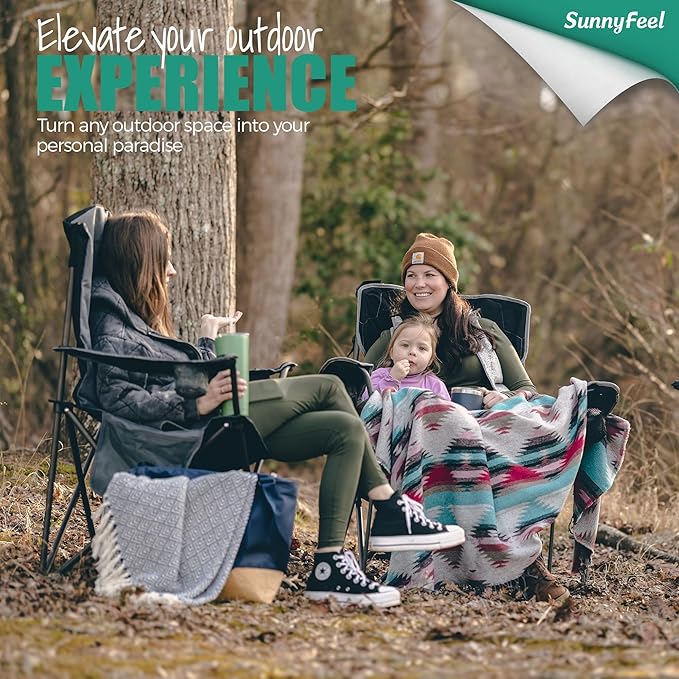 SUNNYFEEL XL Oversized Camping Chair 2 Pack, Folding Camp Chairs for Adults Heavy Duty Big Tall 500 LBS, Padded Portable Quad Arm Lawn Chair with Pocket for Outdoor/Picnic/Beach/Sports