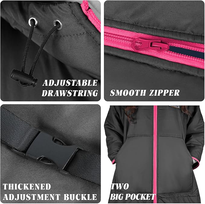 Hooded Poncho Blanket, Wearable Camping Blankets, Large Stadium Poncho Windproof & Water-Repellent, 75 * 55 inch, Portable & Warm, for Outdoor, Sports, Concerts, Travel, Picnic, Car, Survival, Hunting