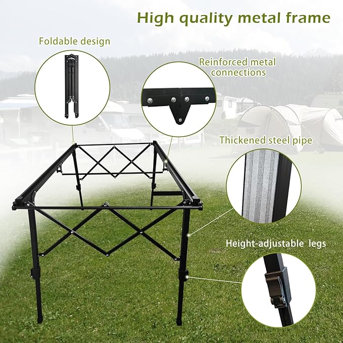 4FT Folding Camping Table, Adjustable Height Aluminum Roll Up Table with Carry Bag, Loads 110LBS, 2-6 Person Lightweight Portable Picnic Table for Outdoor, Grilling, Barbecue,Travel. Walnut