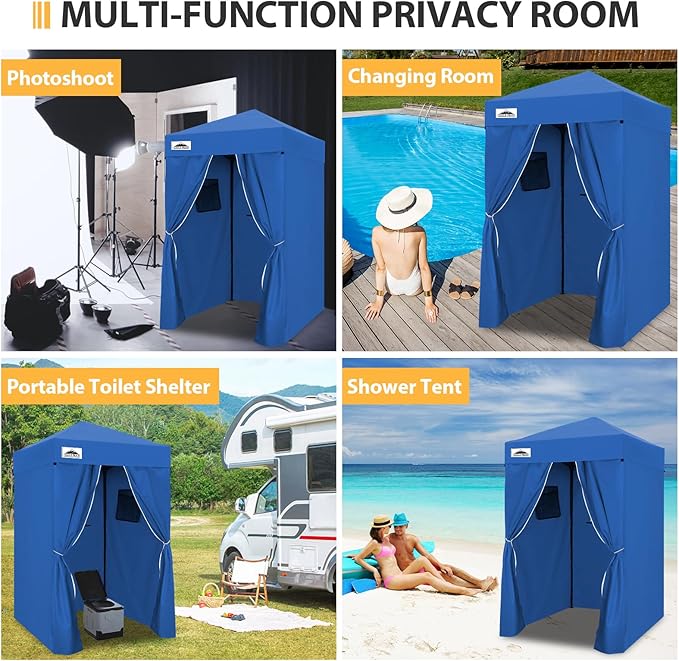 EAGLE PEAK Flex Ultra Compact 4x4 Pop-up Canopy, Sun Shelter, Changing Room, Portable Privacy Canopy Cabana for Pool, Fashion Photoshoots, or Camping, Blue
