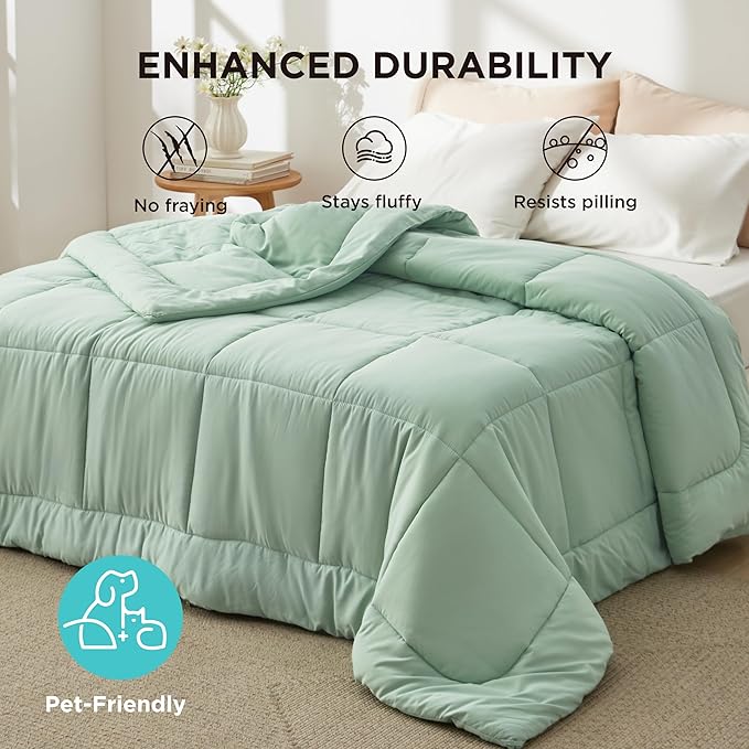 Bedsure Comforter Duvet Insert - Quilted Comforters Twin XL Size, All Season Duvet, GentleSoft Down Alternative Bedding, with 8 Tabs, Gifts for Women/Men, Sage Green, Twin XL 92 x 68 Inches