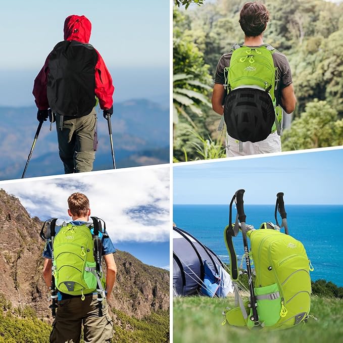 IX INOXTO 20L Hydration Backpack, Waterproof Hiking Internal Frame Backpacks with 2L Hydration Water Bladder and Rain Cover for Men, Lightweight Travel Daypack for Cycling,Camping,Ski (light green)
