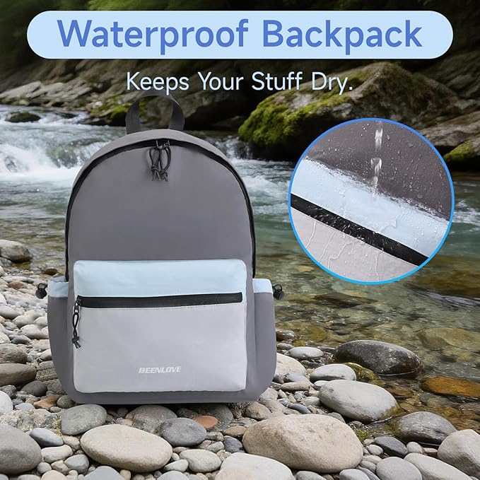 Lightweight Hiking Bag 16L Waterproof,Foldable Backpack for Hiking Essentials,Packable Back pack for Cycling Gym,Grey