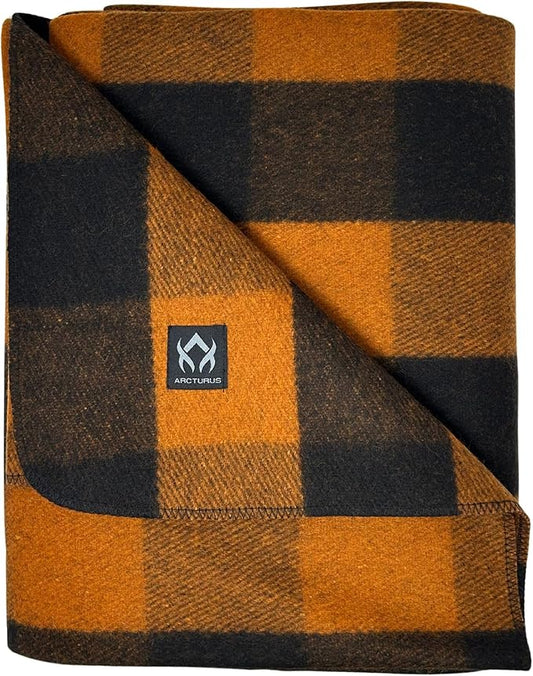 Arcturus Plaid Wool Blankets - 4.5lbs Warm, Heavy, Washable, Large | Great for Camping, Outdoors, Sporting Events, or Home
