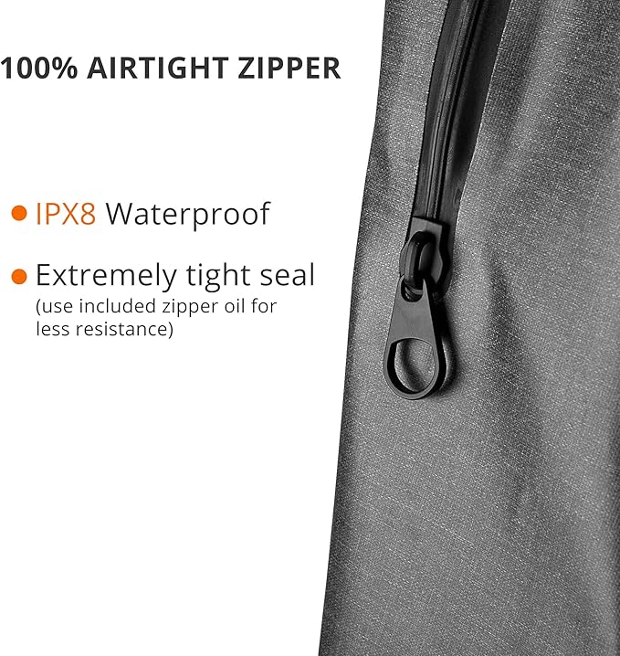 Airtight Waterproof Backpack - 20L Dry Bag for Hiking, Camping, Kayaking - Padded Shoulder Straps - Airtight Zipper for Outdoor Protection from Dust and Water