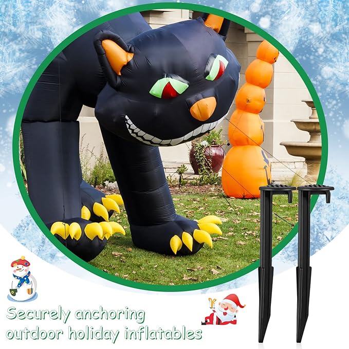 Yookeer 18 Pieces Plastic Inflatable Yard Stakes Set 5.7'' Heavy Duty Stakes for Inflatables Blow up Plastic Tent Christmas Decoration Landscape Ground Replacement Yard Ground Lawn Black Garden Peg
